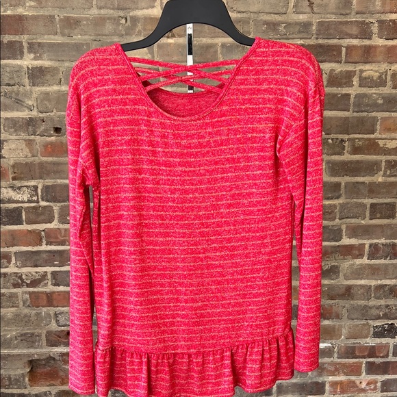 Epic Threads Pink Striped Ruffle Top - Picture 2 of 5